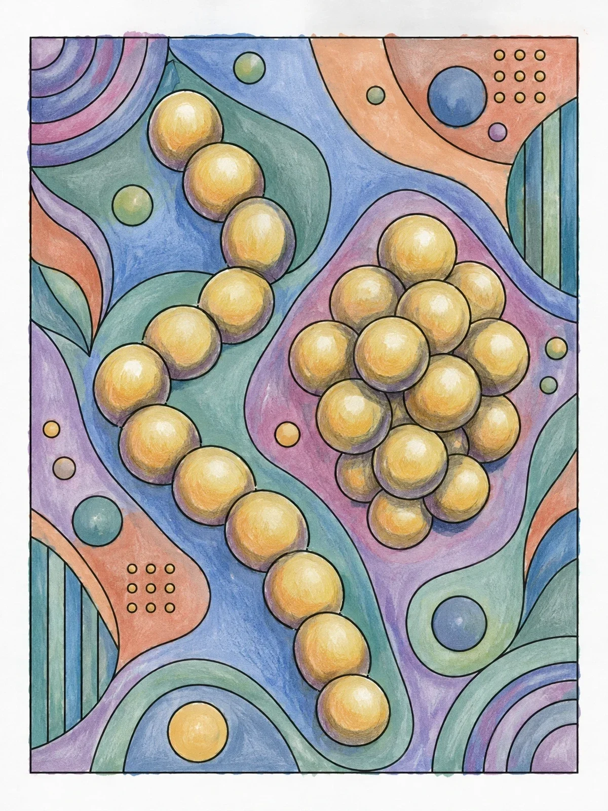 Colored example of the Streptococcus And Staphylococcus Bacteria Patterns coloring page