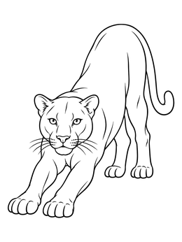 Free printable Stretching Panther Line Art coloring page