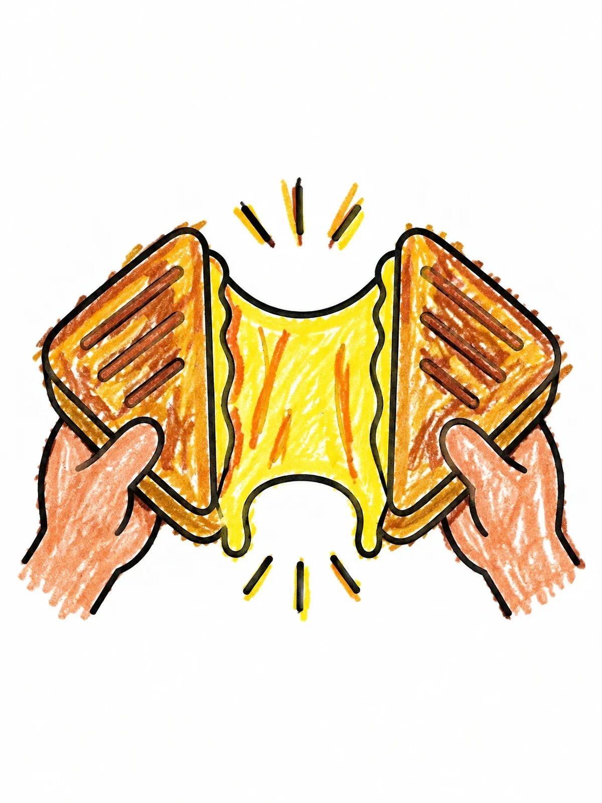 Colored example of the Stretchy Grilled Cheese Sandwich coloring page