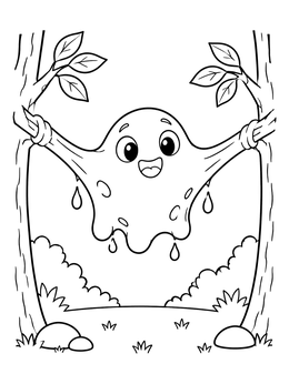 Free printable Stretchy Slime Creature Between Trees coloring page