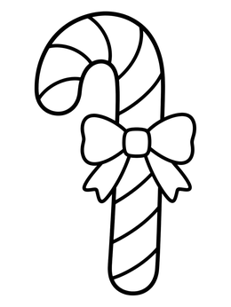 Free printable Striped Candy Cane With Bow coloring page