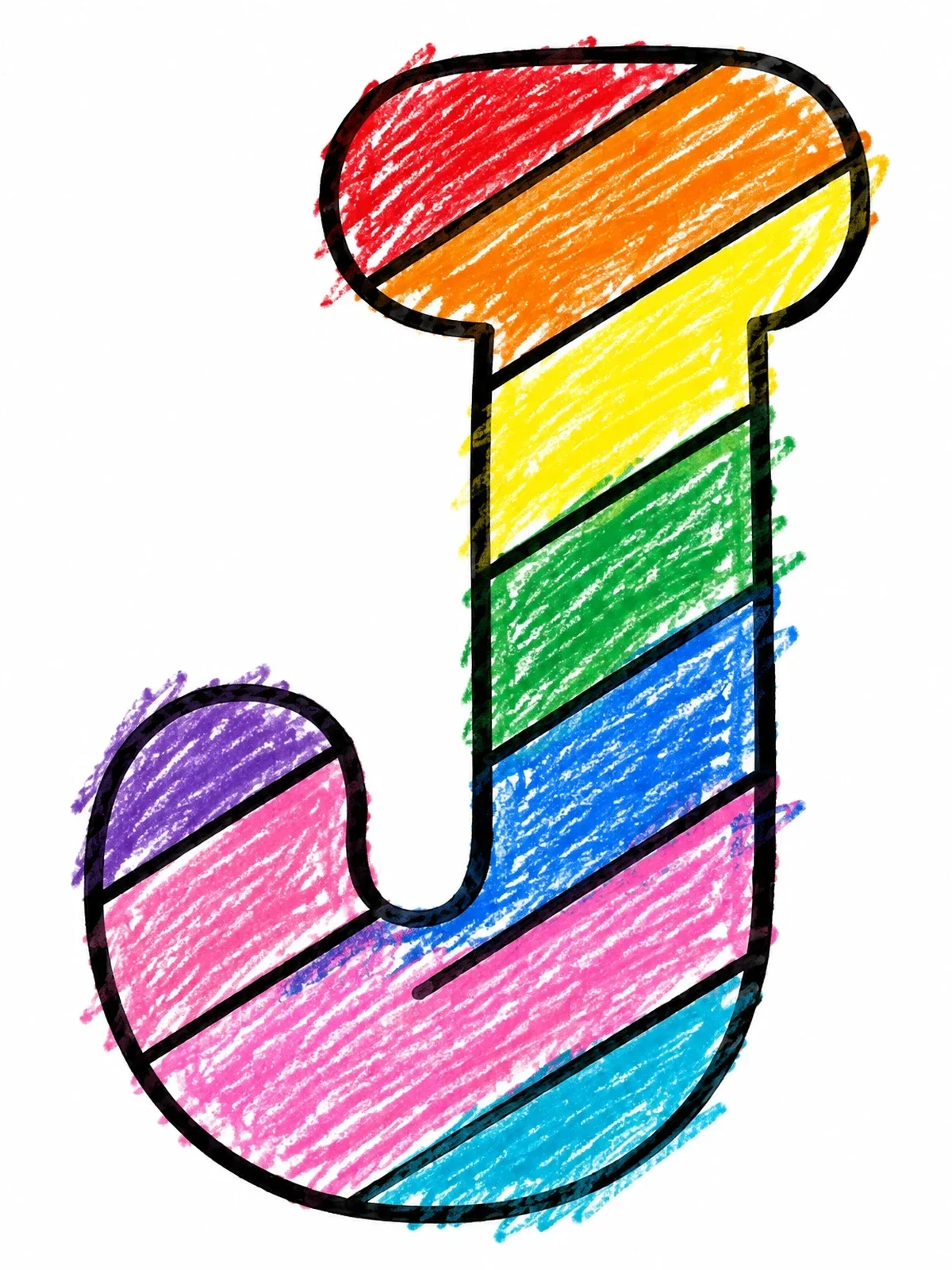 Colored example of the Striped Capital Letter J coloring page