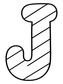 A simple striped letter j coloring page for young learners.