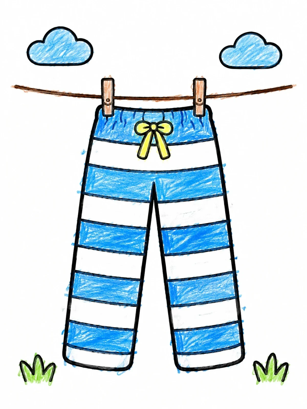 Colored example of the Striped Pants On Clothesline coloring page