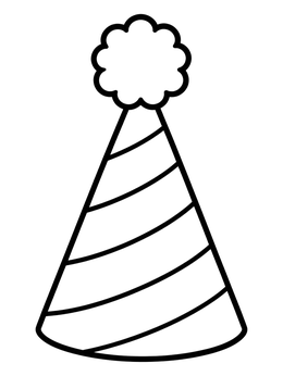 Free printable Striped Party Hat With Pom Pom coloring page