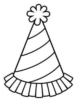Free printable Striped Party Hat With Frills coloring page