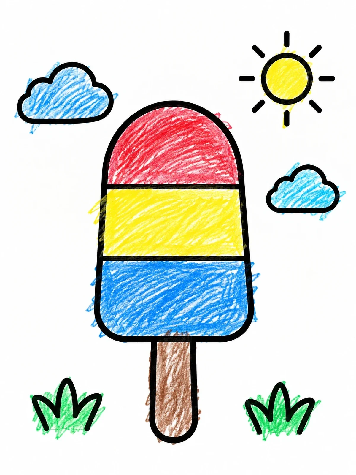Colored example of the Striped Popsicle On A Sunny Day coloring page