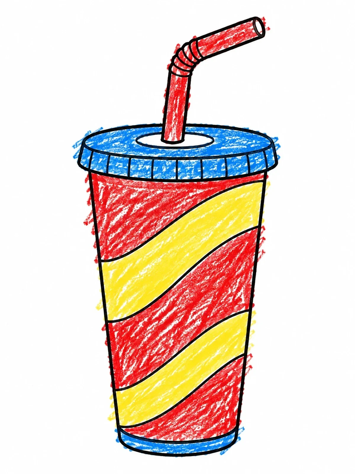 Colored example of the Striped Soda Cup With Straw coloring page