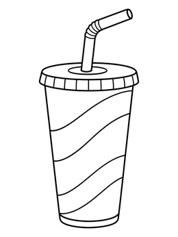 Free printable Striped Soda Cup With Straw coloring page