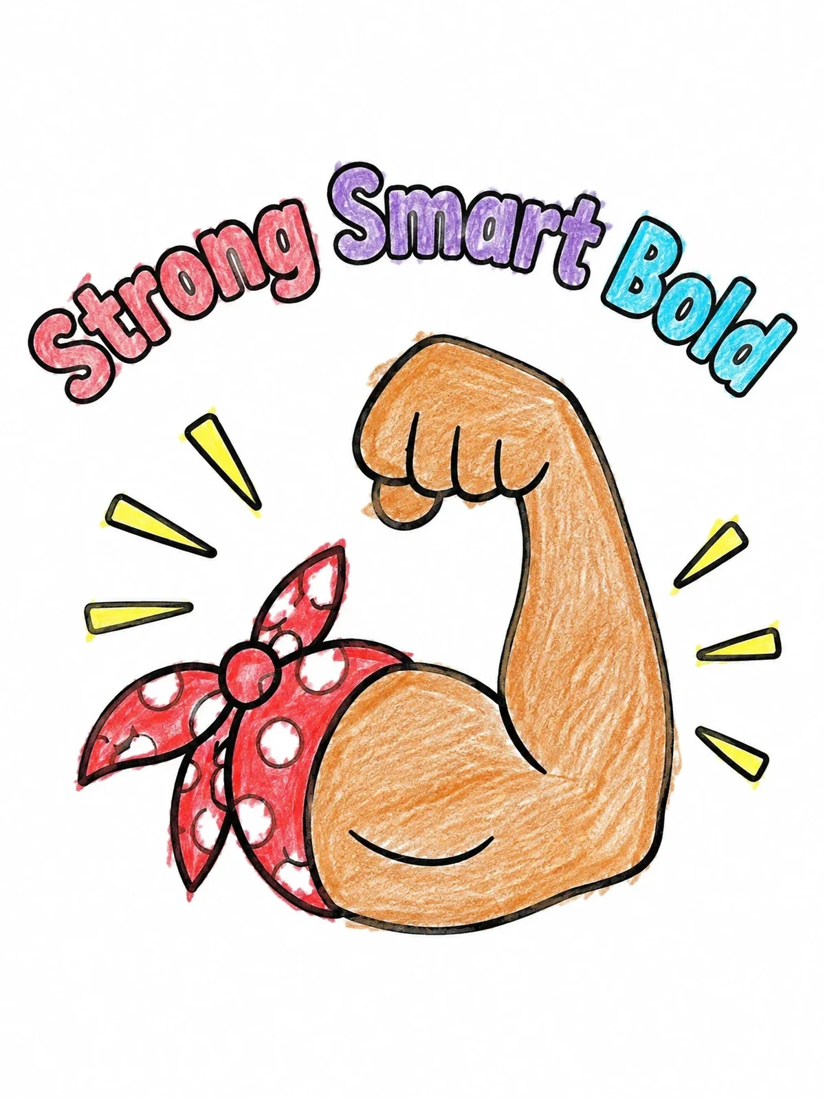 Colored example of the Flexing Arm With Bandana coloring page