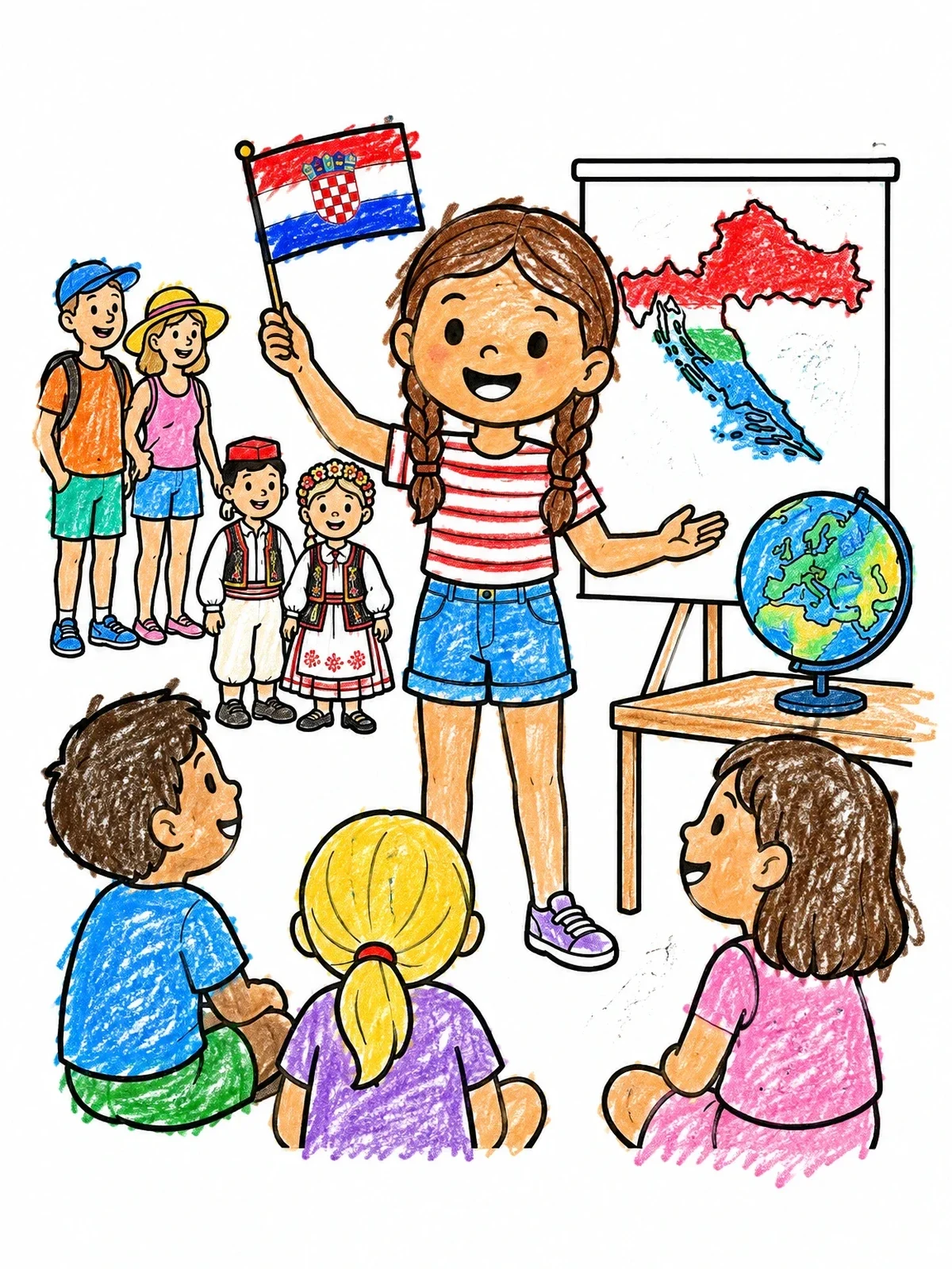 Colored example of the Student Presentation About Croatia coloring page
