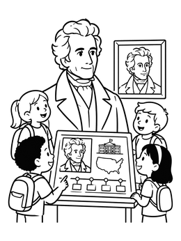 Free printable Students Learning About Andrew Jackson coloring page