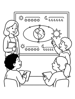 Free printable Students Learning About The Autumn Equinox coloring page