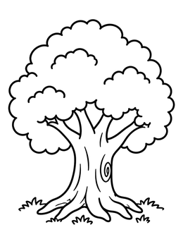 Free printable Sturdy Oak Tree With Foliage coloring page