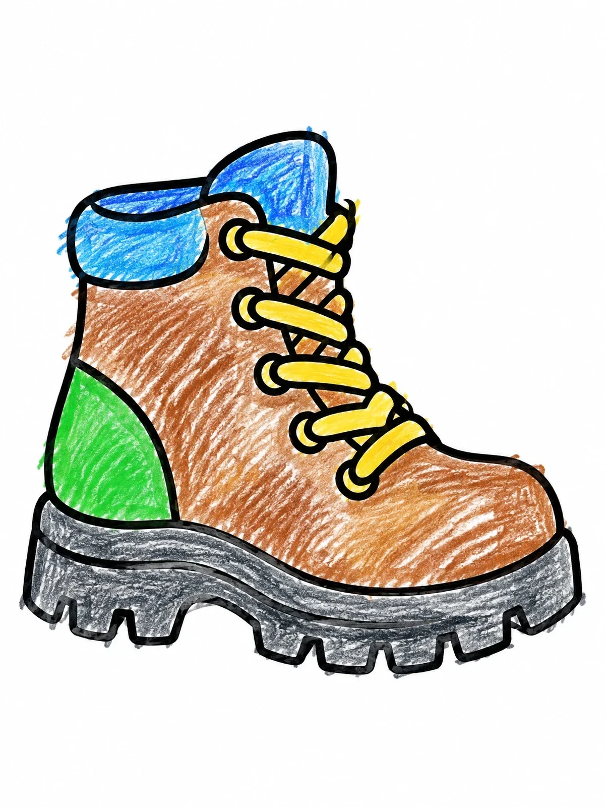 Colored example of the Sturdy Rugged Hiking Boot coloring page