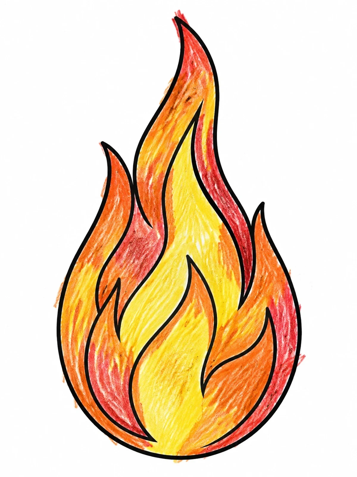 Colored example of the Stylized Holy Spirit Flame Outline coloring page