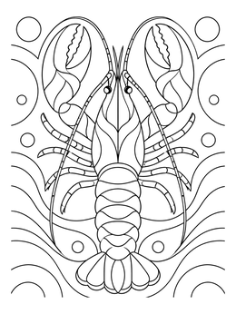 Free printable Stylized Maine Lobster Mosaic coloring page