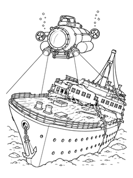 Free printable Submersible Exploring The Titanic Shipwreck coloring page