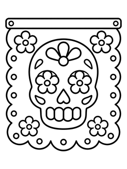 Free printable Sugar Skull Papel Picado Banner coloring page