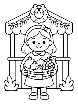 Free printable Girl With Fruit Basket By Sukkah coloring page