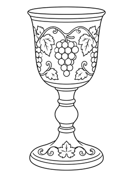 Free printable Kiddush Cup With Grapevine Patterns coloring page