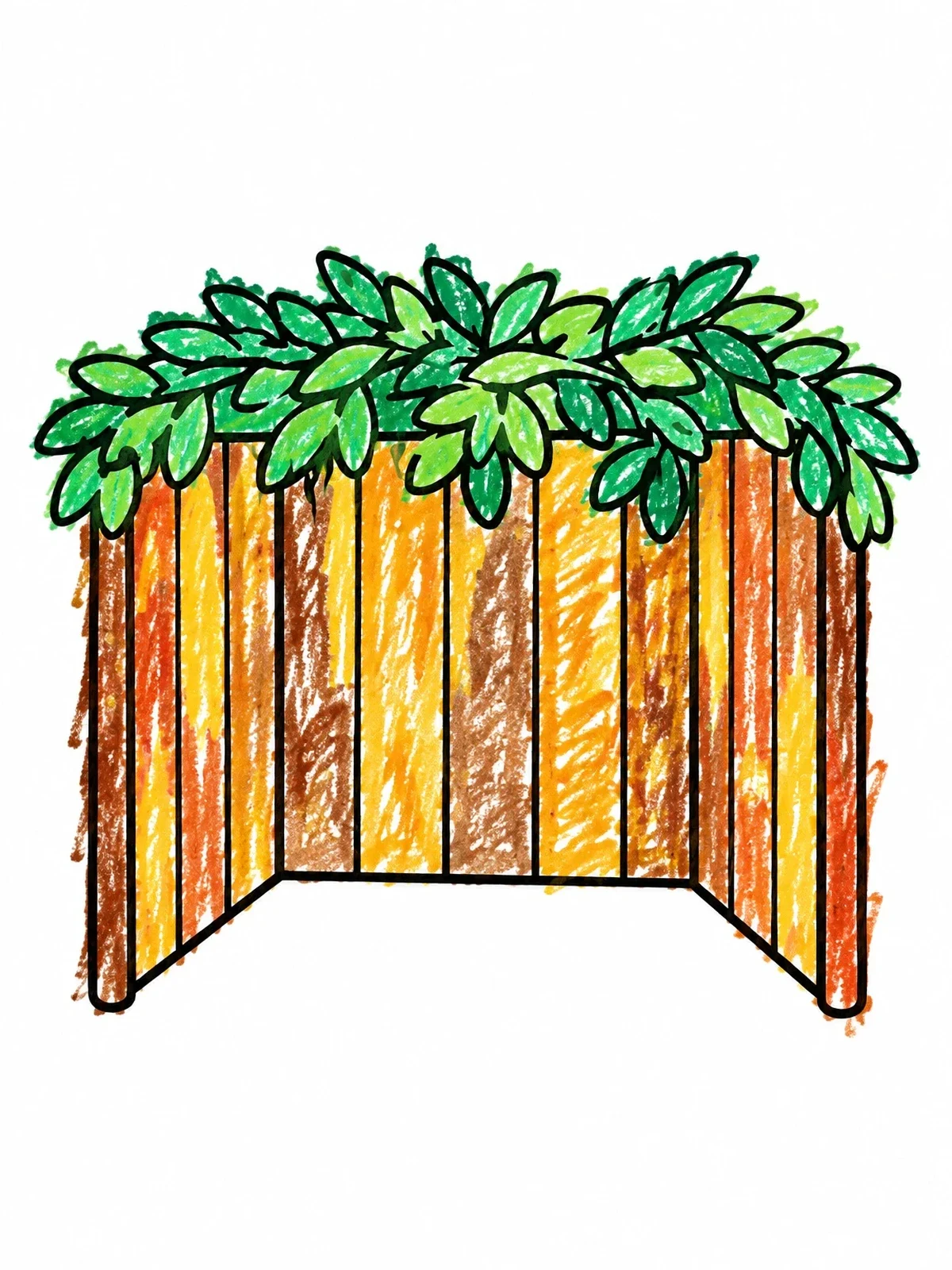 Colored example of the Traditional Sukkah Booth With Leaves coloring page