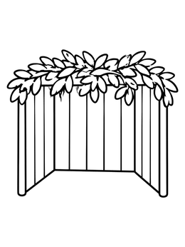 Free printable Traditional Sukkah Booth With Leaves coloring page
