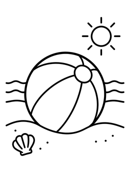 Free printable Beach Ball Under The Sun coloring page