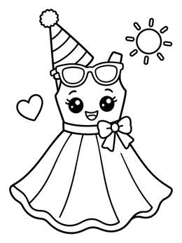 Free printable Cute Party Sundress With Hat coloring page