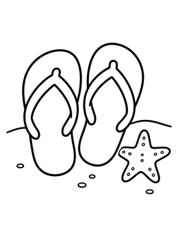 Free printable Flip Flops And Starfish On Sand coloring page