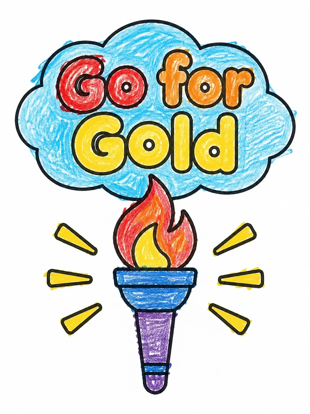 Colored example of the Go For Gold Sports Torch coloring page