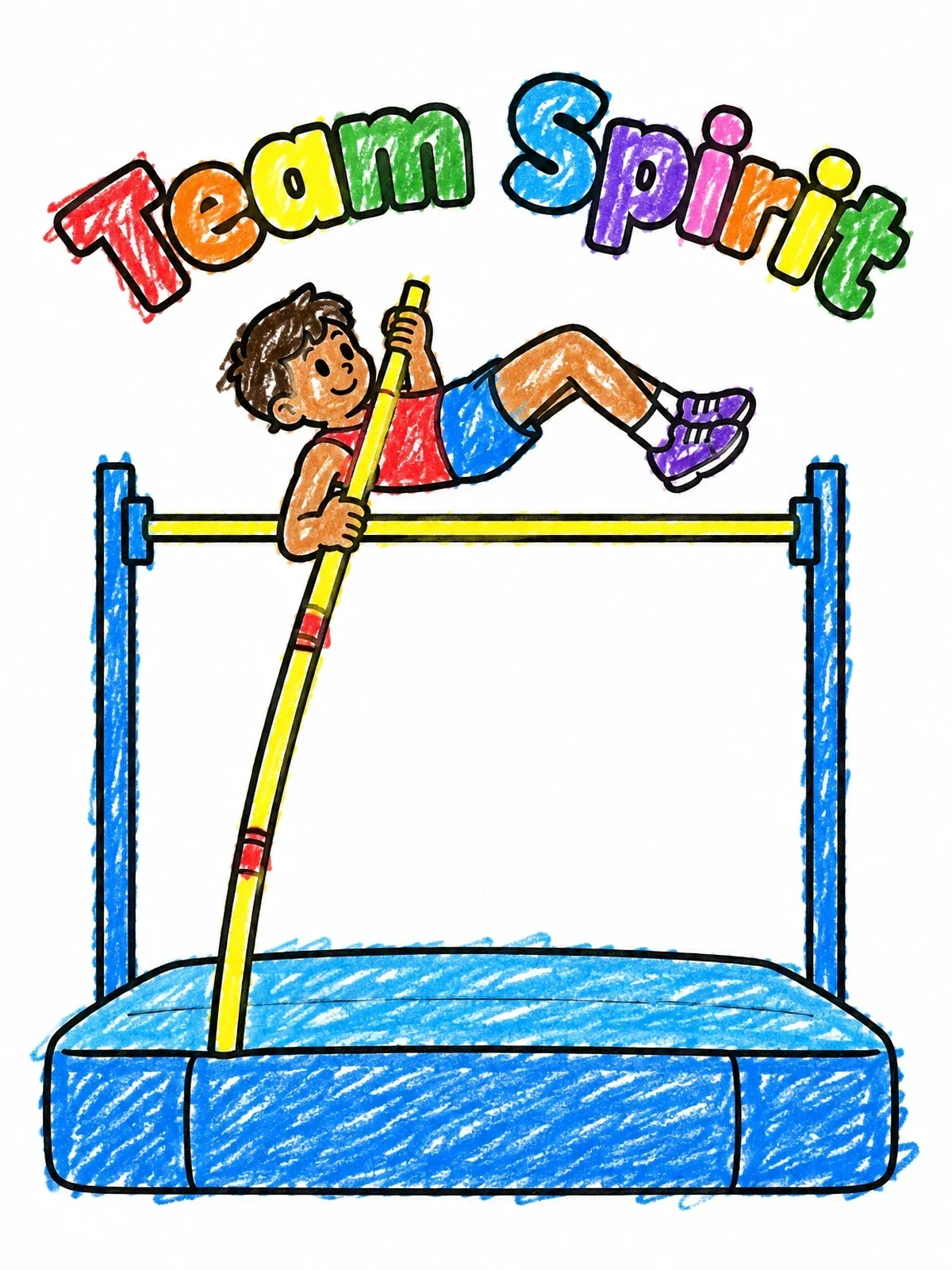 Colored example of the Pole Vaulter Clearing The Bar coloring page