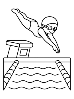Free printable Swimmer Diving Into Pool coloring page
