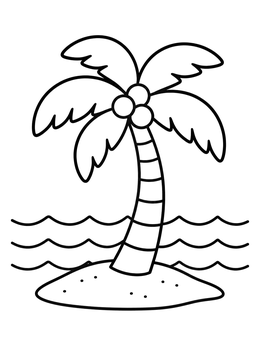 Free printable Tropical Palm Tree On Small Island coloring page
