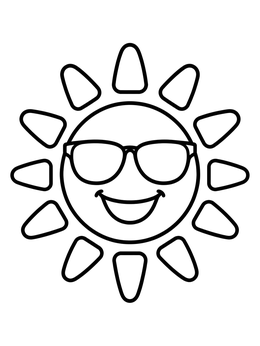 Free printable Smiling Sun Wearing Cool Sunglasses coloring page