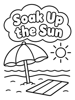 Free printable Soak Up The Sun Beach Scene coloring page
