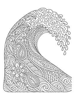 Free printable Intricate Ocean Wave Zentangle Art coloring page