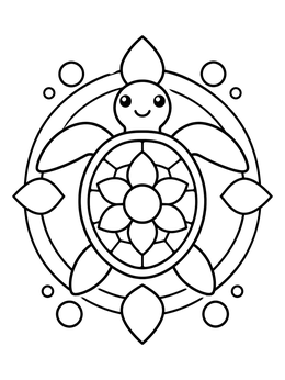 Free printable Cute Sea Turtle Mandala coloring page