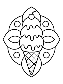 Free printable Ice Cream Cone Mandala Pattern coloring page