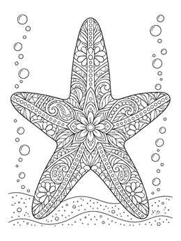 Free printable Intricate Mandala Starfish Underwater coloring page