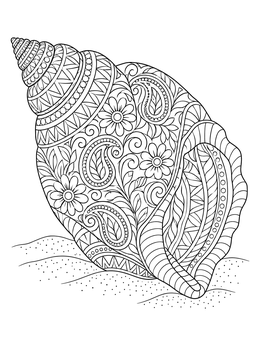 Free printable Intricate Seashell On Sand coloring page