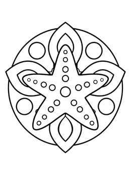 Free printable Starfish Mandala Art Design coloring page