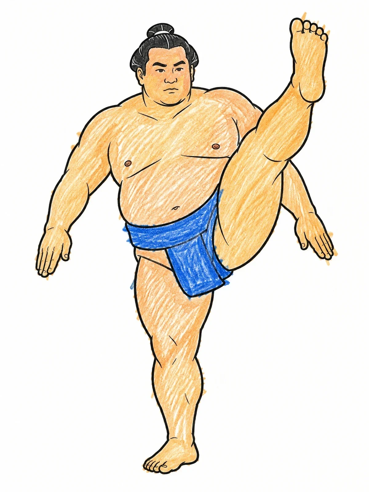 Colored example of the Sumo Wrestler Performing Shiko Ritual coloring page