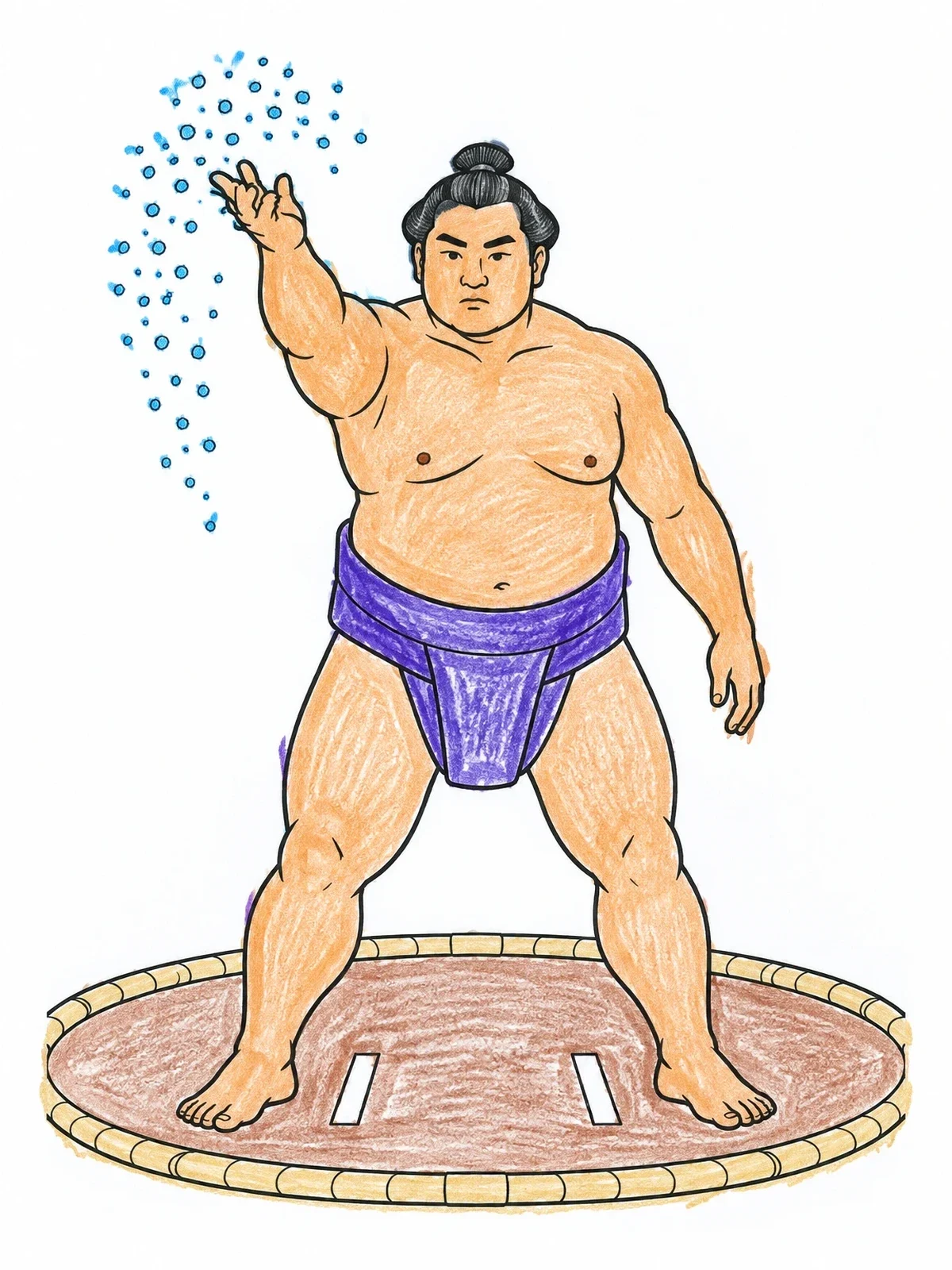 Colored example of the Sumo Wrestler Throwing Purifying Salt coloring page