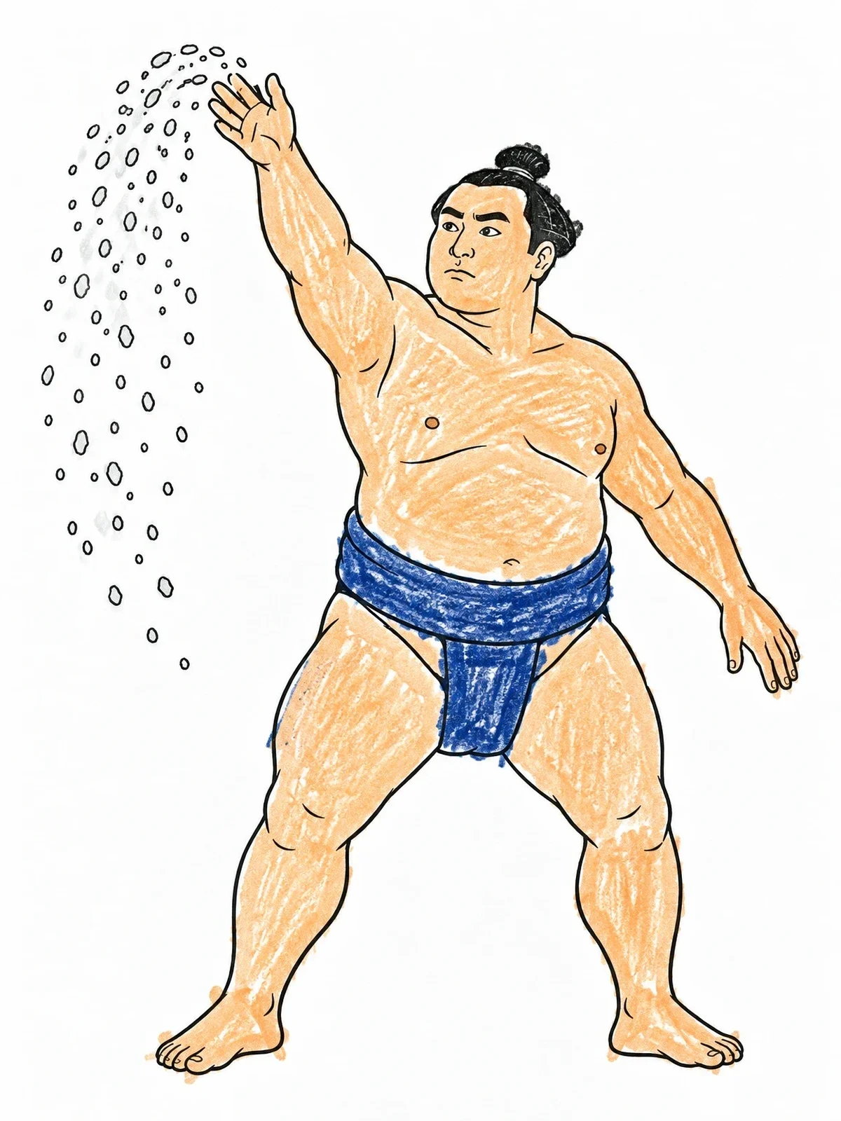 Colored example of the Sumo Wrestler Throwing Salt coloring page