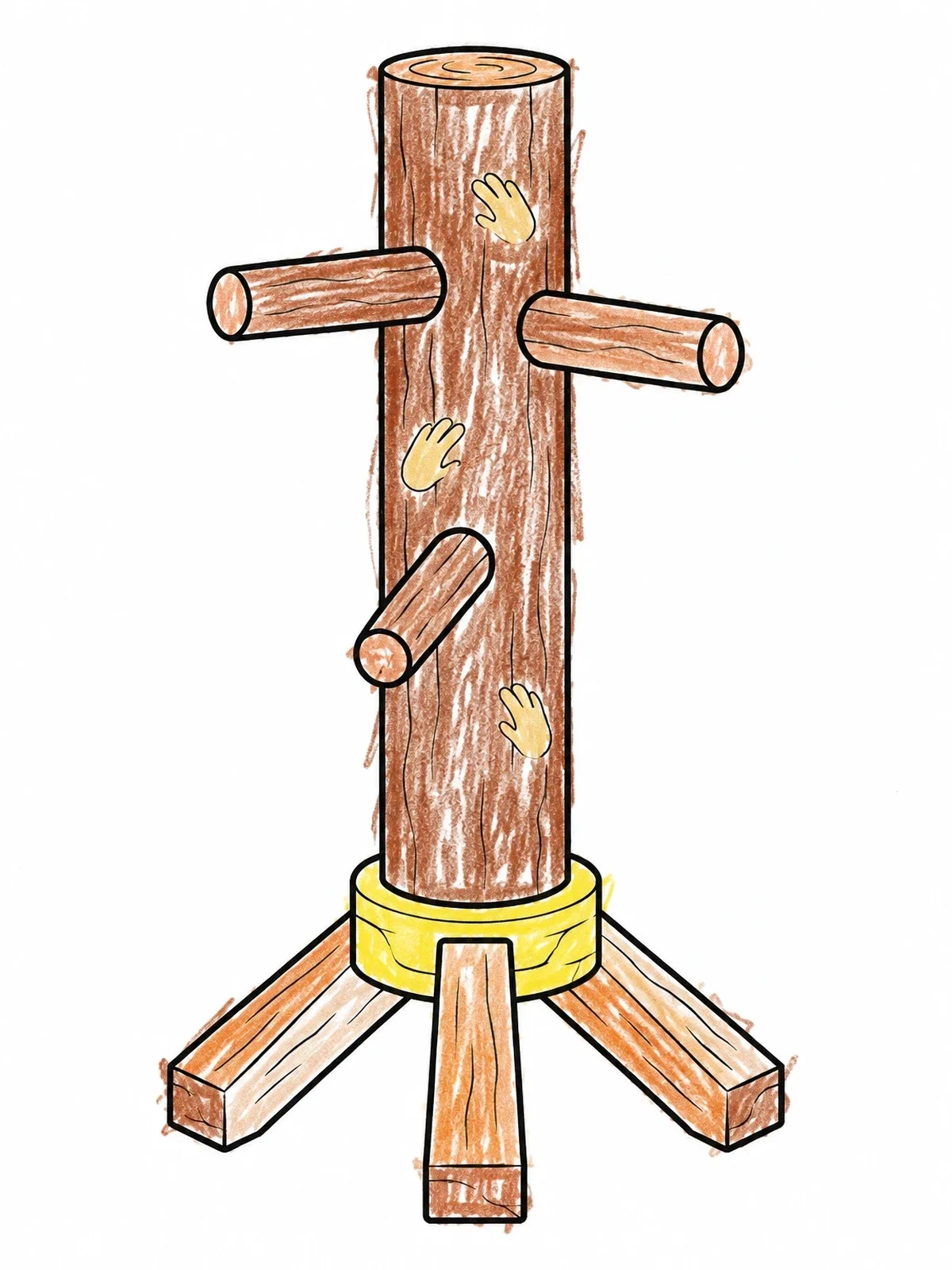 Colored example of the Martial Arts Wooden Training Dummy coloring page