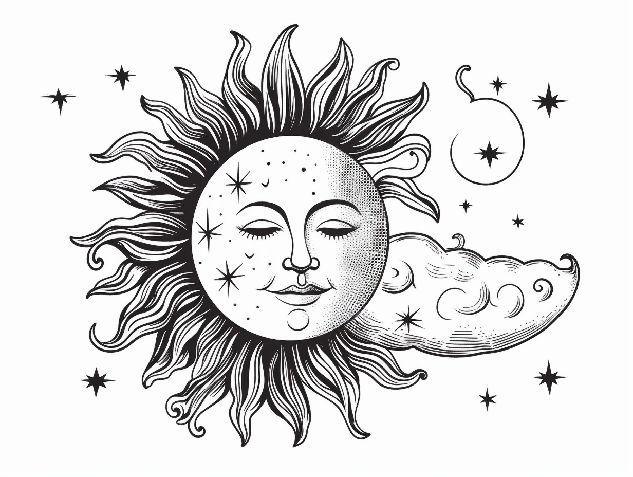 Sun And Moon Coloring Sheet - Coloring Page