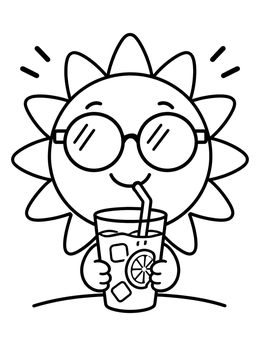 Free printable Sun Drinking Fresh Lemonade coloring page