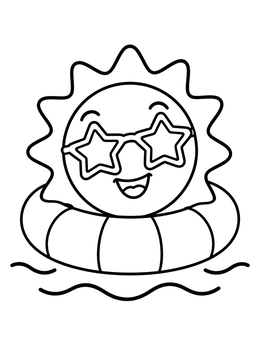 Free printable Sun Floating On Pool Ring coloring page
