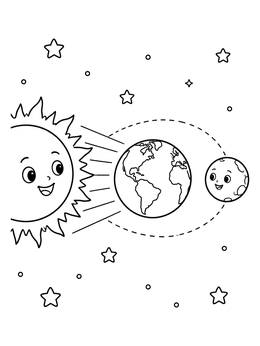 Free printable Sun Moon And Earth In Space coloring page